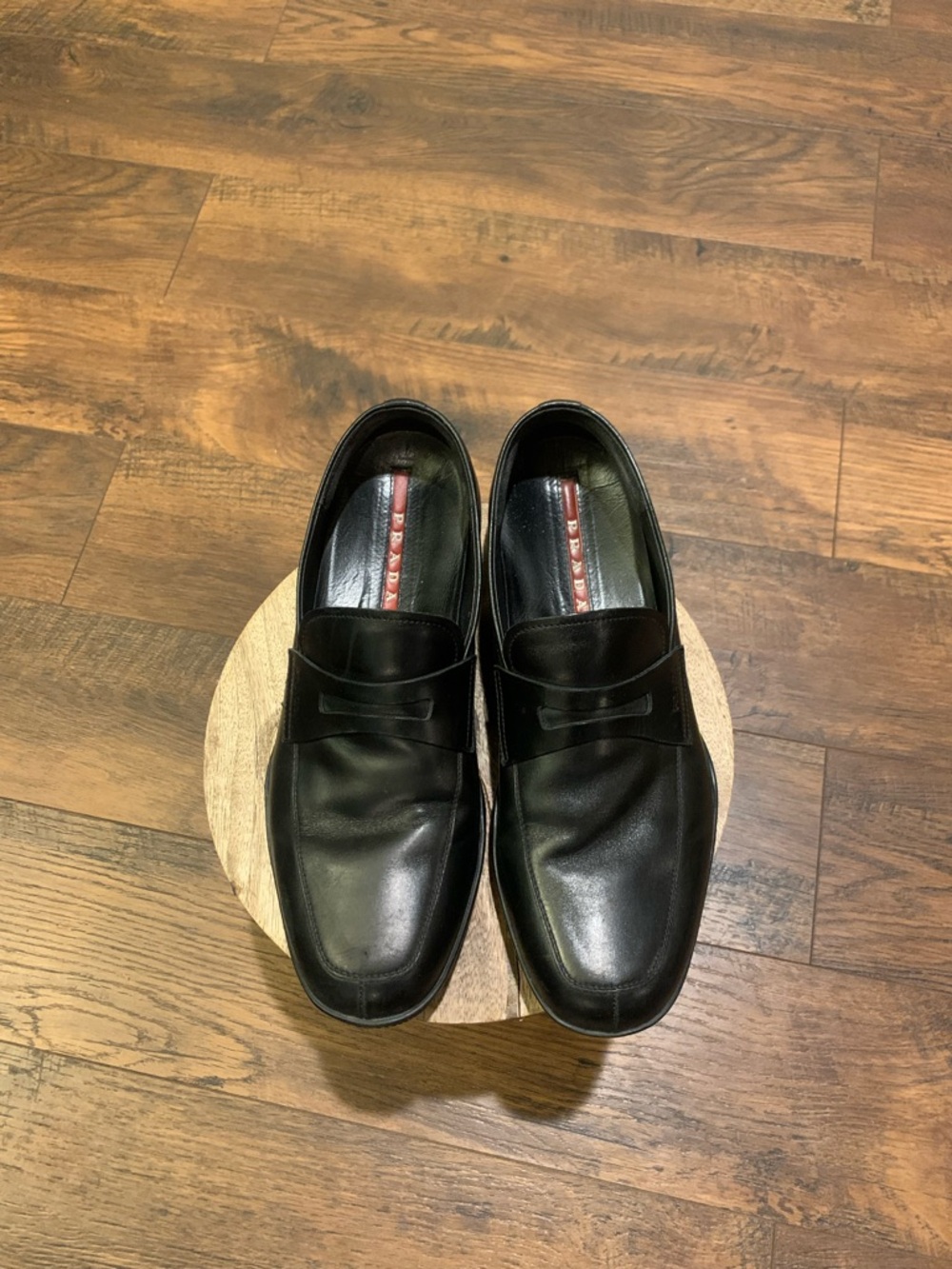 Prada Black Leather Men's Slip-On Loafers